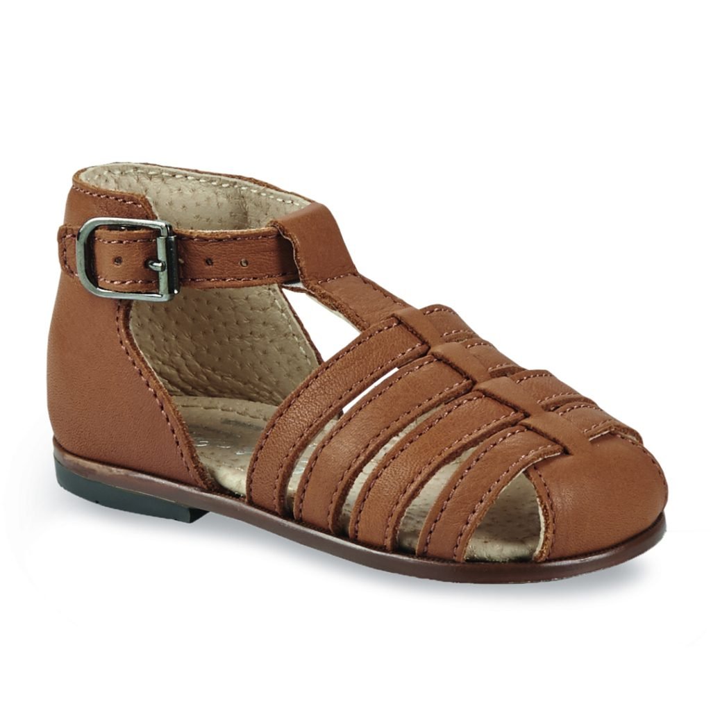 Girl'S Leather Sandals, Made In France Brown - Little Mary Jules