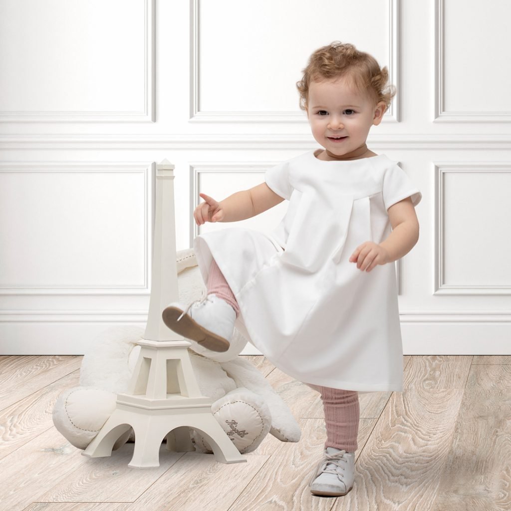 Baby Girl Corduroy Dress Rose White