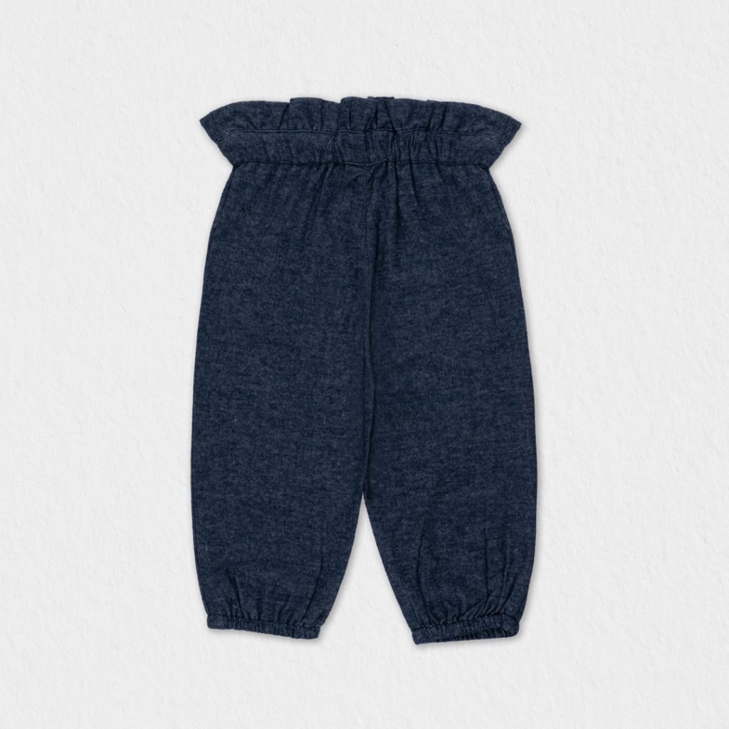 Baby Girl Cotton Pants With Elastic Legs Bethanie Navy Blue Jean