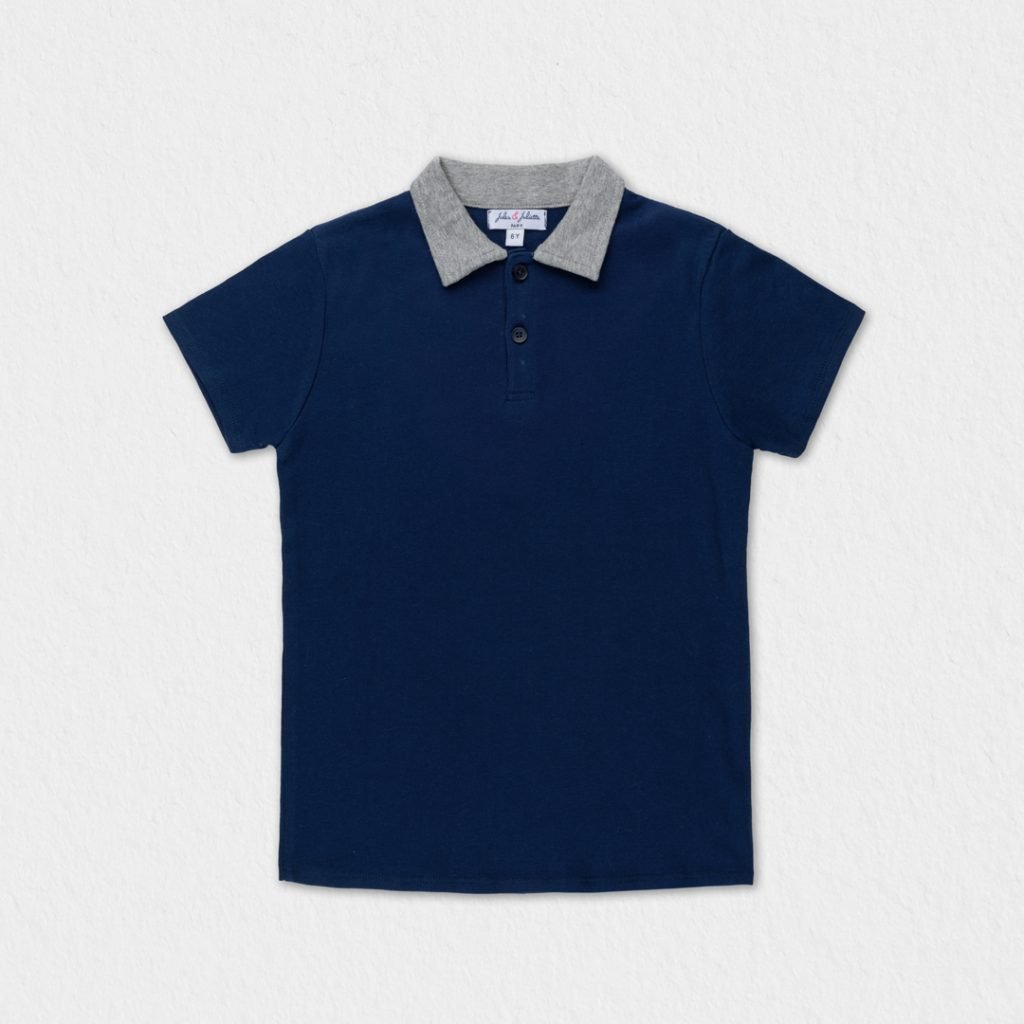 Boy Polo in Cotton Short Sleeve Brandan Navy Blue